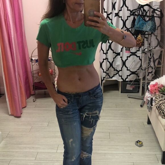 Nike green just do it cropped T-shirt  XS - Picture 1 of 5